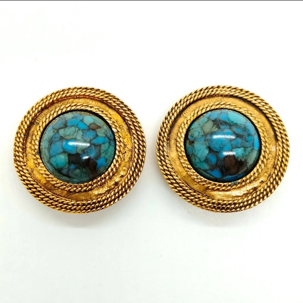 Chanel Blue Stone Clip On Earrings - Picture 1 of 10